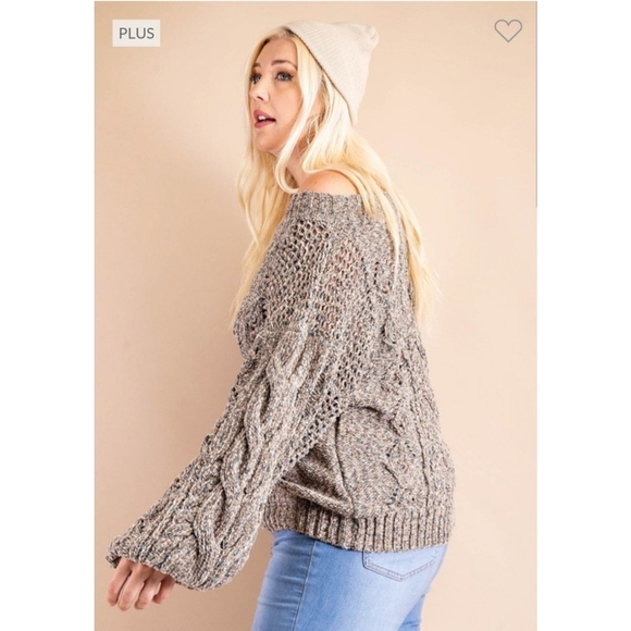 Cable Knit Over The Shoulder Sweater - Picture 3 of 7